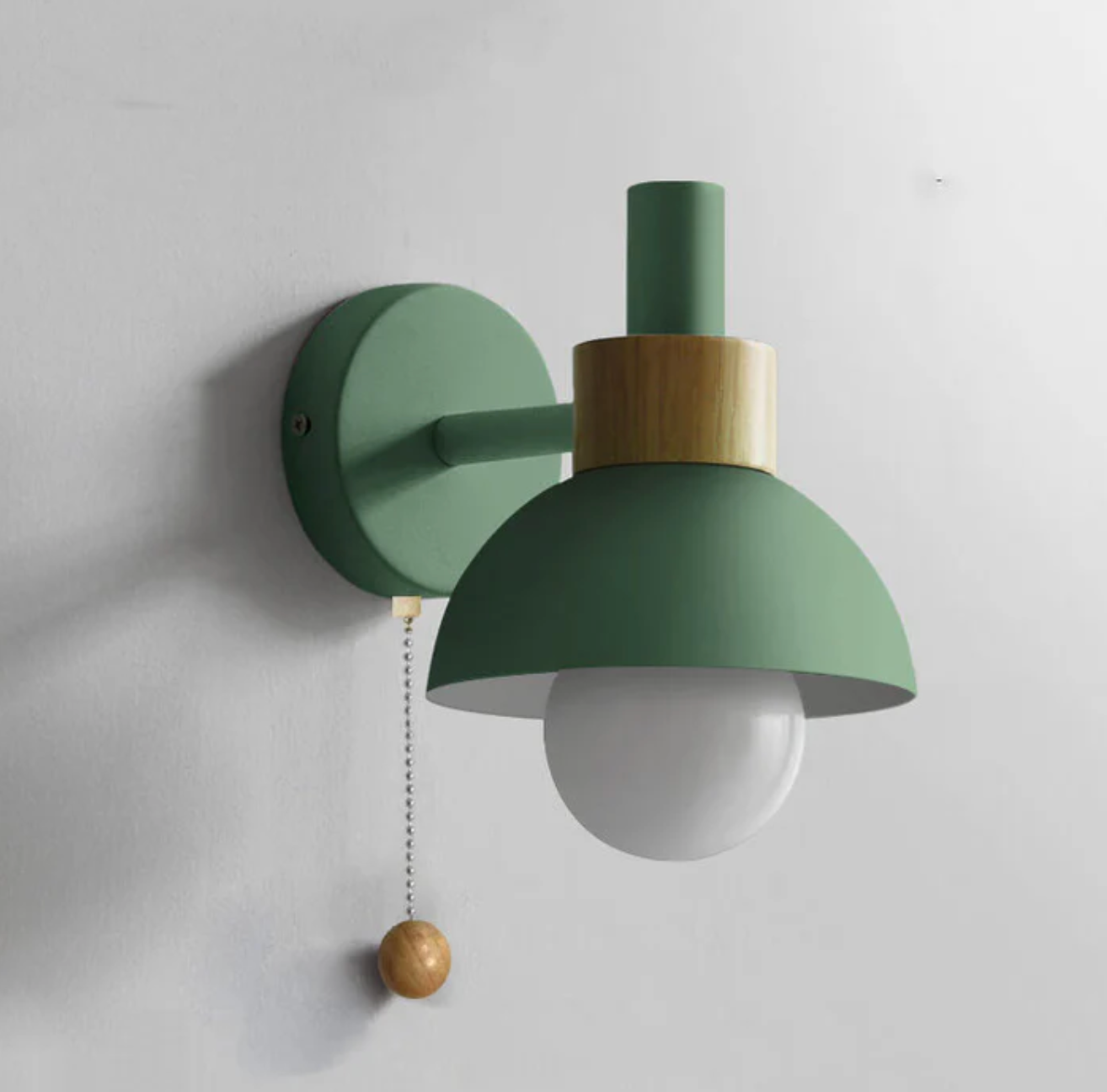 Colme - Wooden Accent Wall Light With Pull Chain