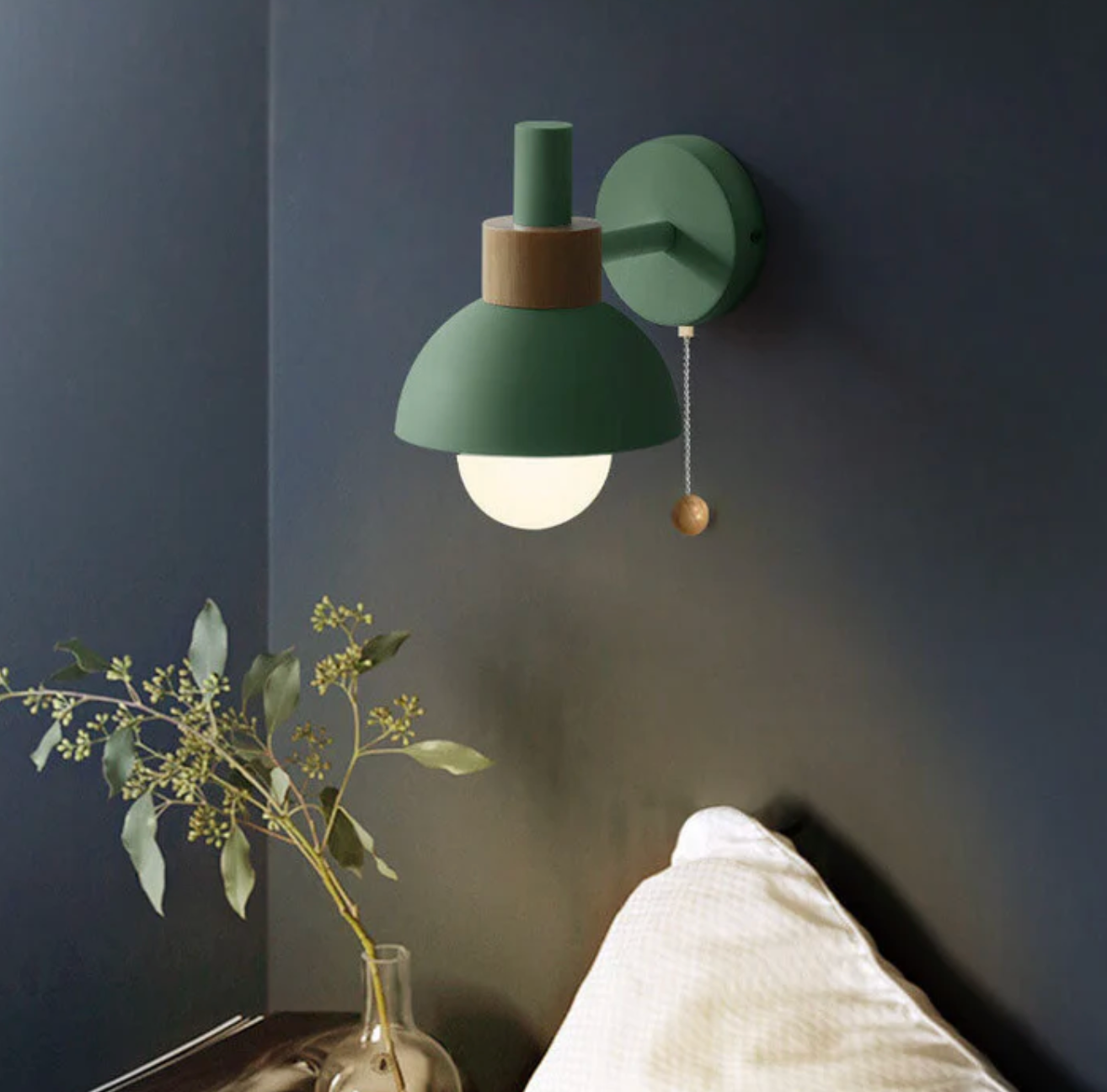 Colme - Wooden Accent Wall Light With Pull Chain