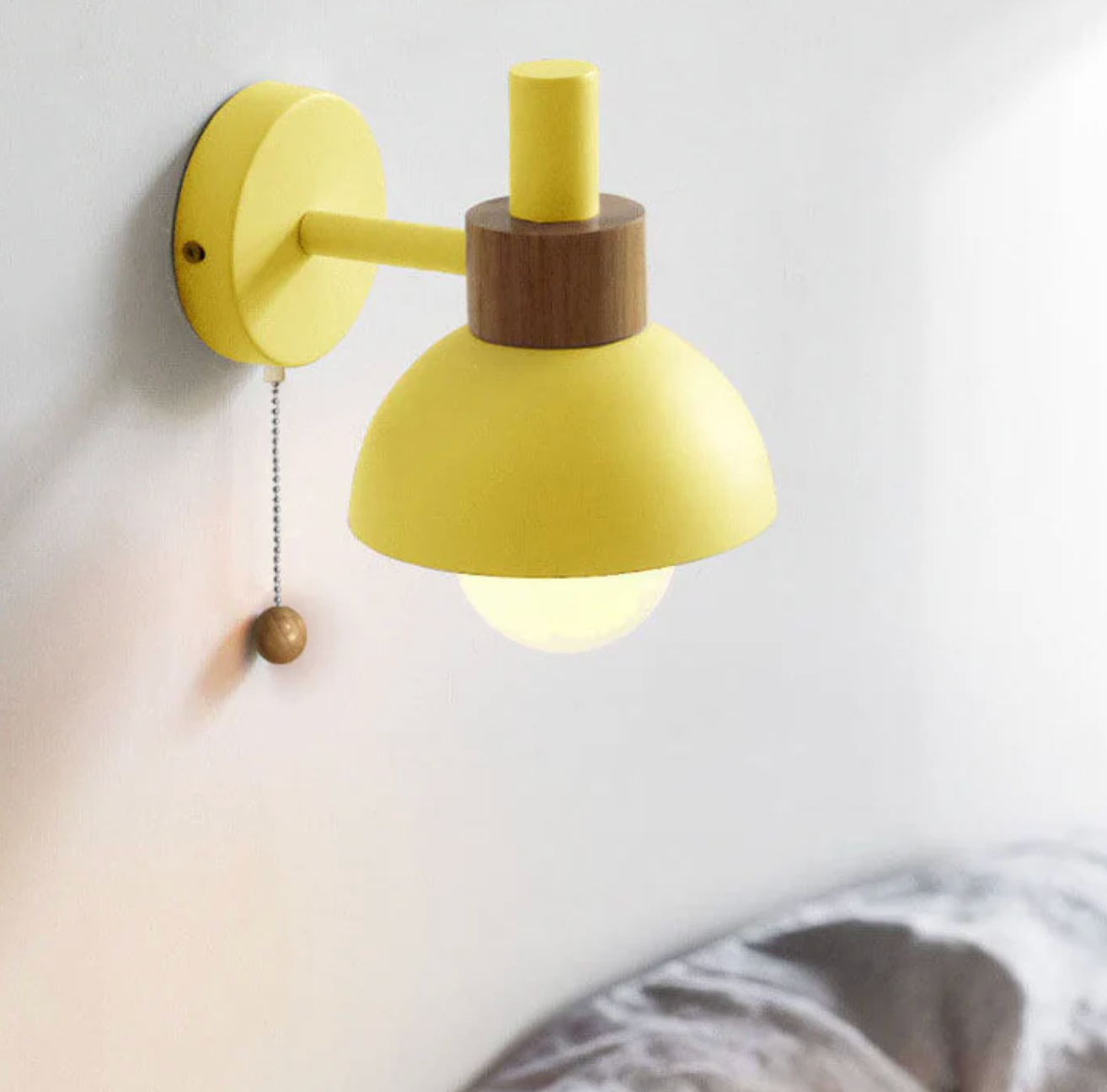 Colme - Wooden Accent Wall Light With Pull Chain