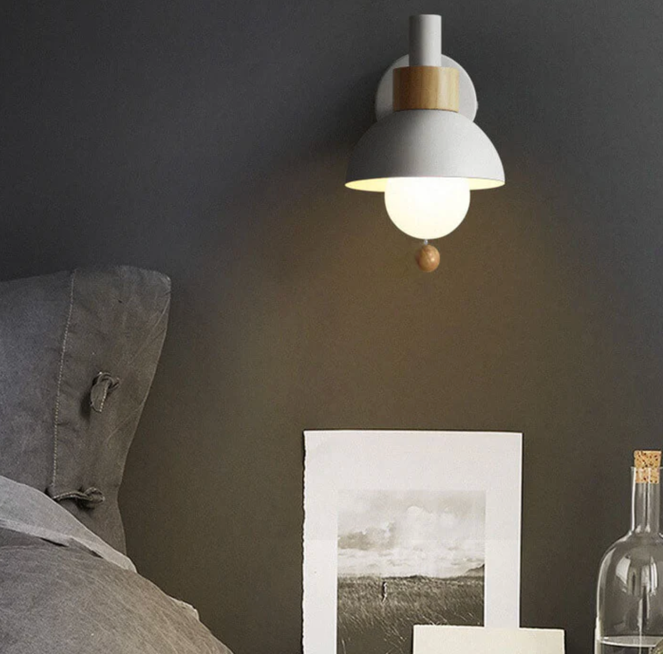 Colme - Wooden Accent Wall Light With Pull Chain