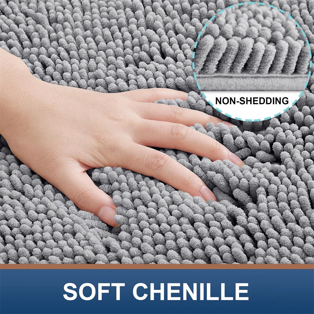 Aroselle - Tapis de bain en chenille ultra doux, antidérapant et à séchage rapide