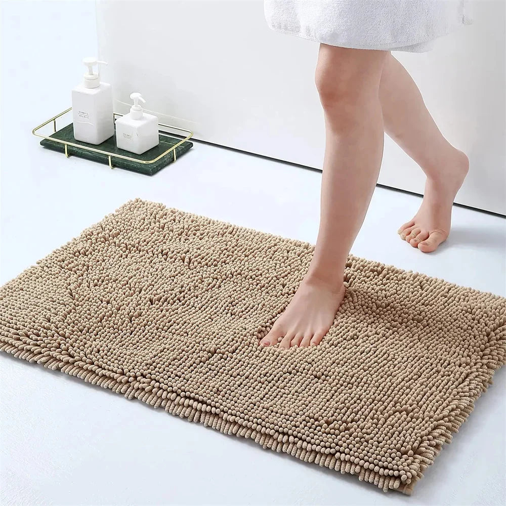 Aroselle - Tapis de bain en chenille ultra doux, antidérapant et à séchage rapide