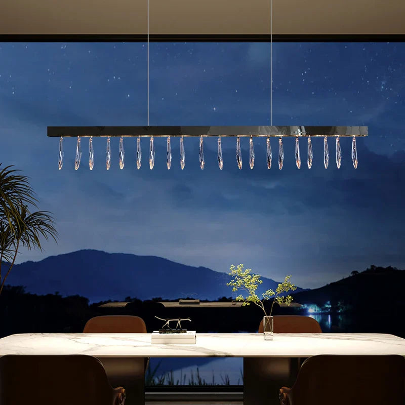 Revian - Silver Crystal Rectangle Chandelier