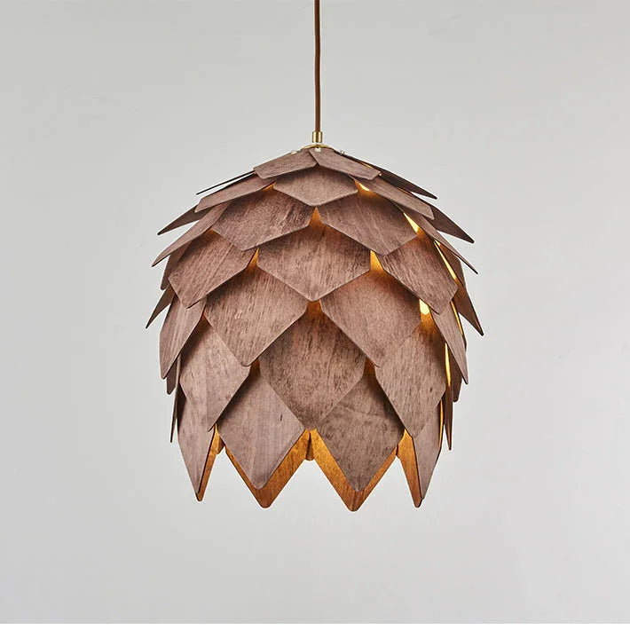 Sylvara – Wooden Pine Cone-Inspired Pendant Chandelier