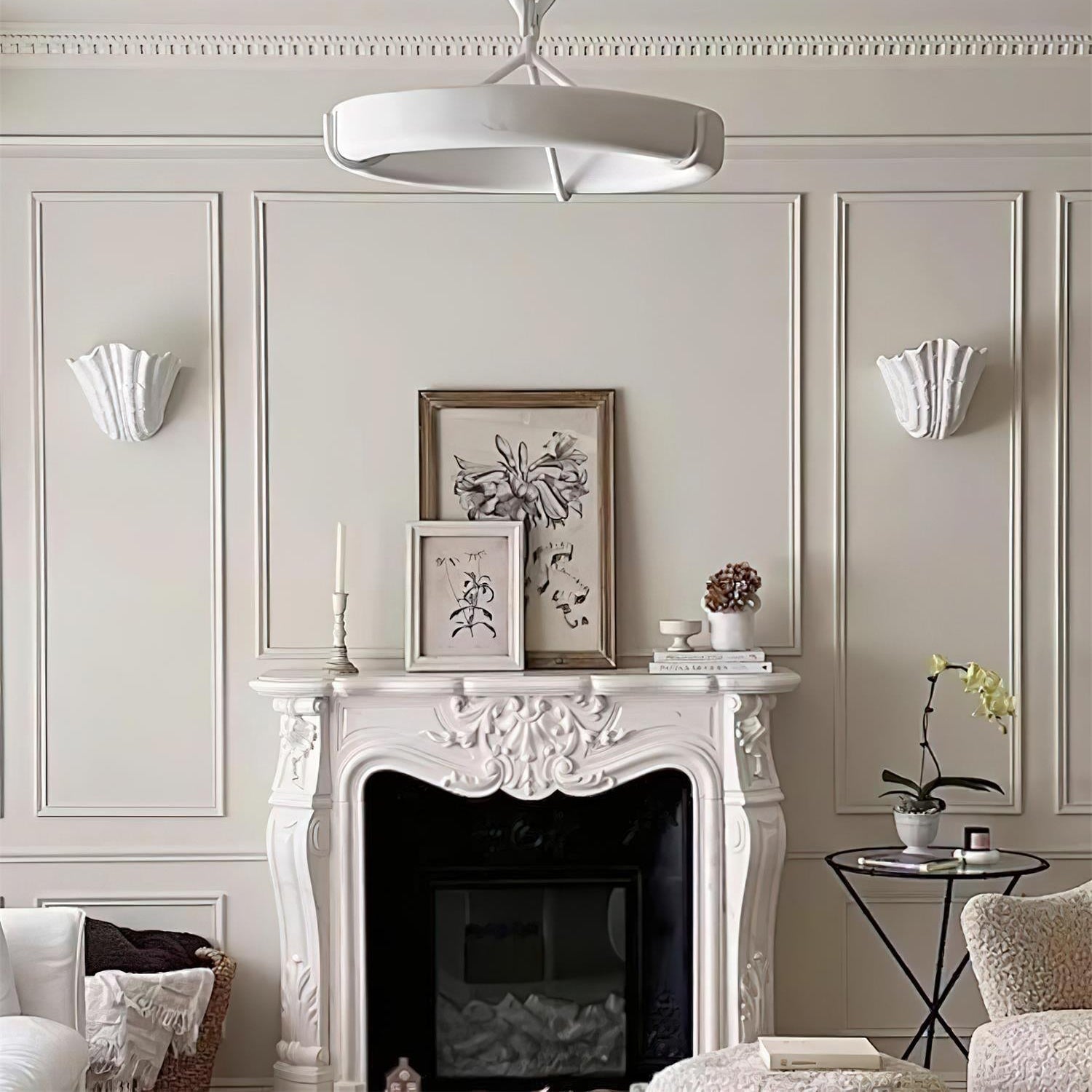 Coquillaire – Lámpara de pared con concha de yeso escultórica