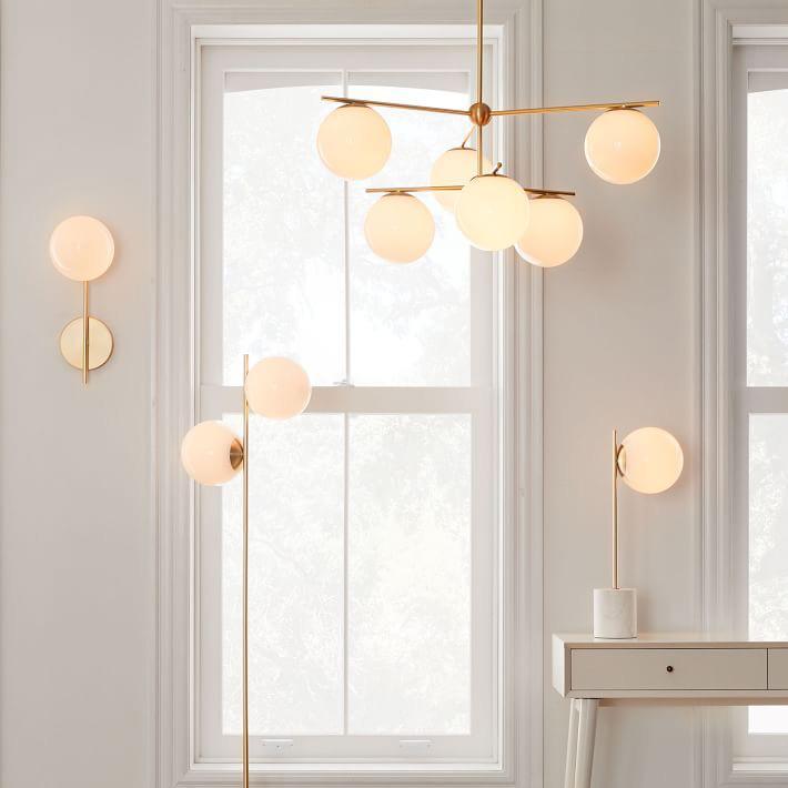 Brassari - Lampadario a stelo con sfera in ottone di lusso