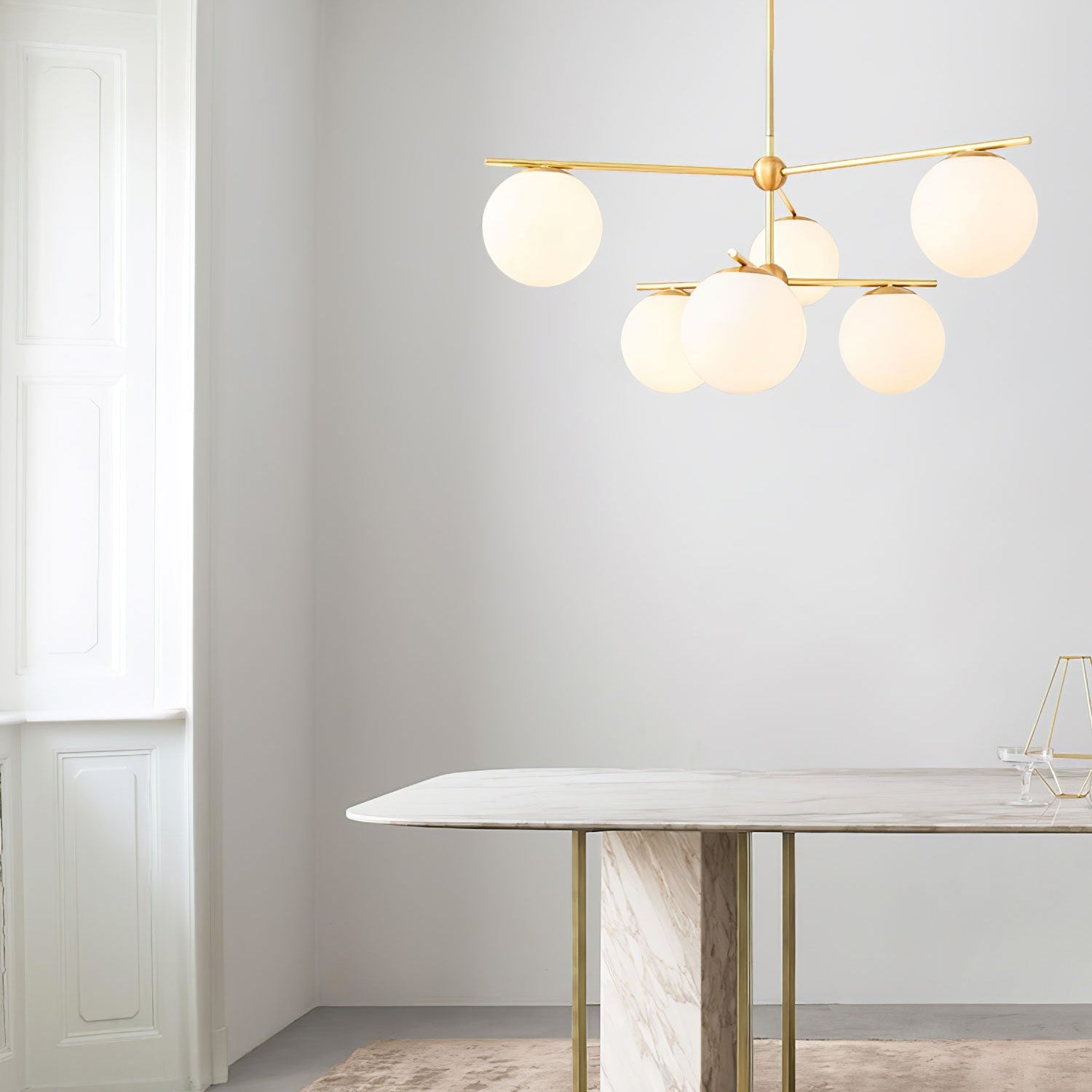 Brassari - Lampadario a stelo con sfera in ottone di lusso