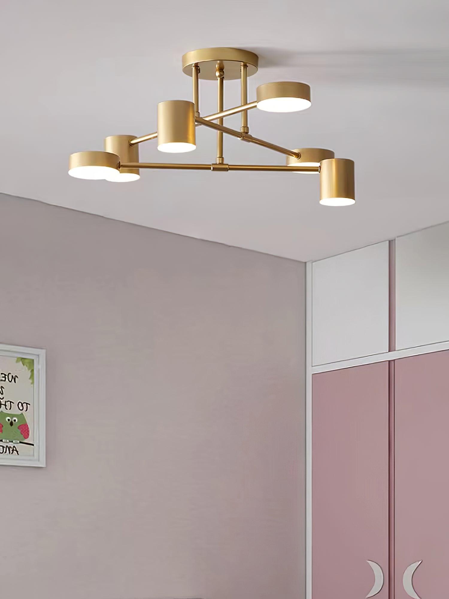 Nivora - Plafonnier Globe en Laiton Sputnik LED 6 Lampes