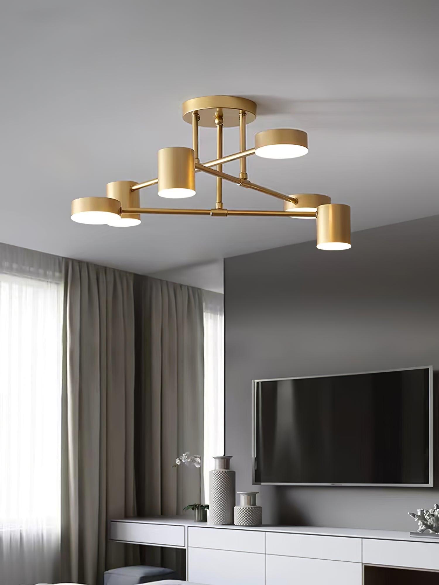 Nivora - Plafonnier Globe en Laiton Sputnik LED 6 Lampes