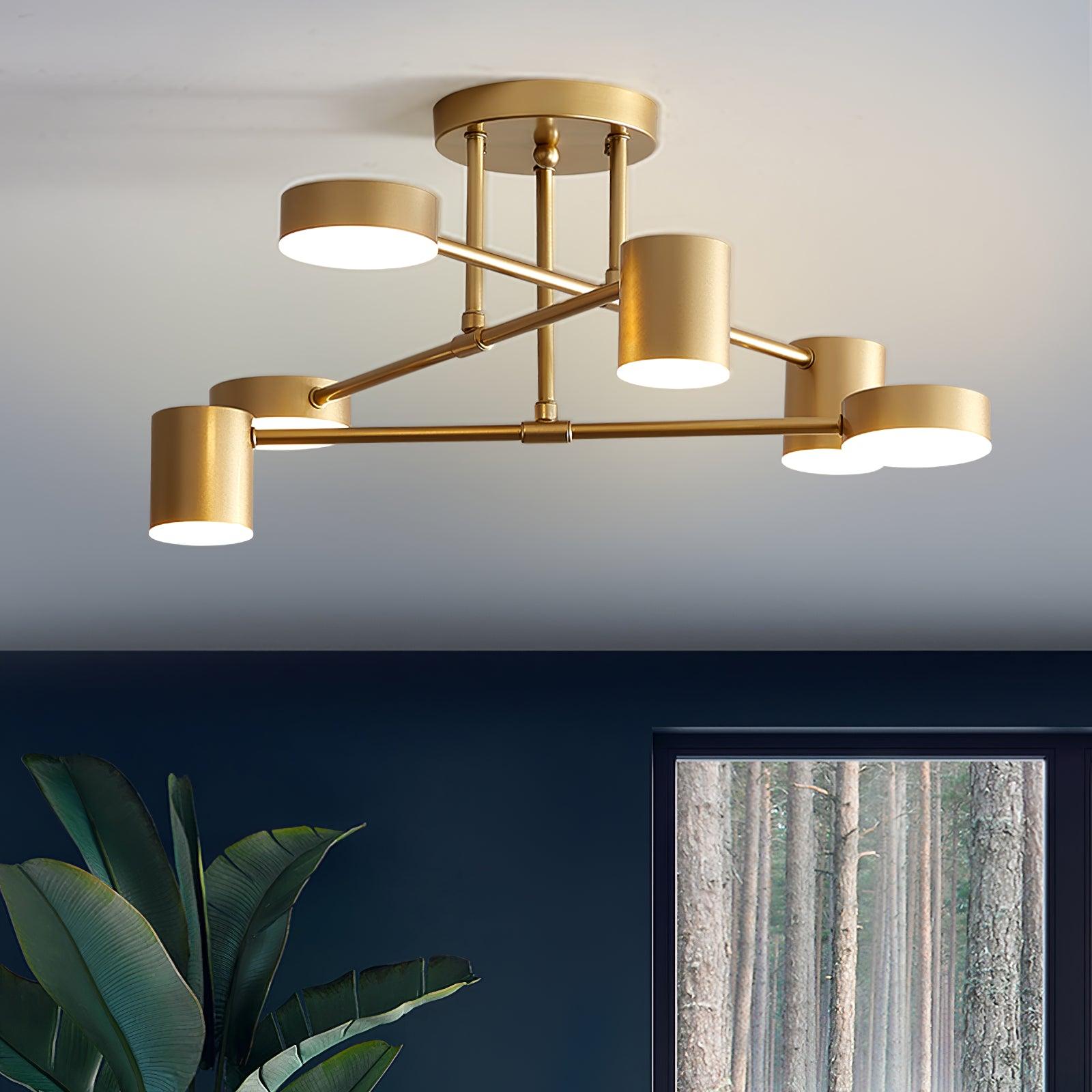 Nivora - Plafonnier Globe en Laiton Sputnik LED 6 Lampes