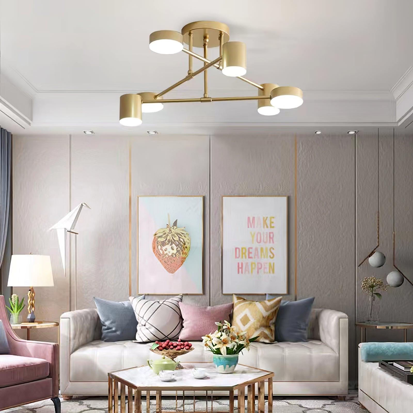 Nivora - Plafonnier Globe en Laiton Sputnik LED 6 Lampes