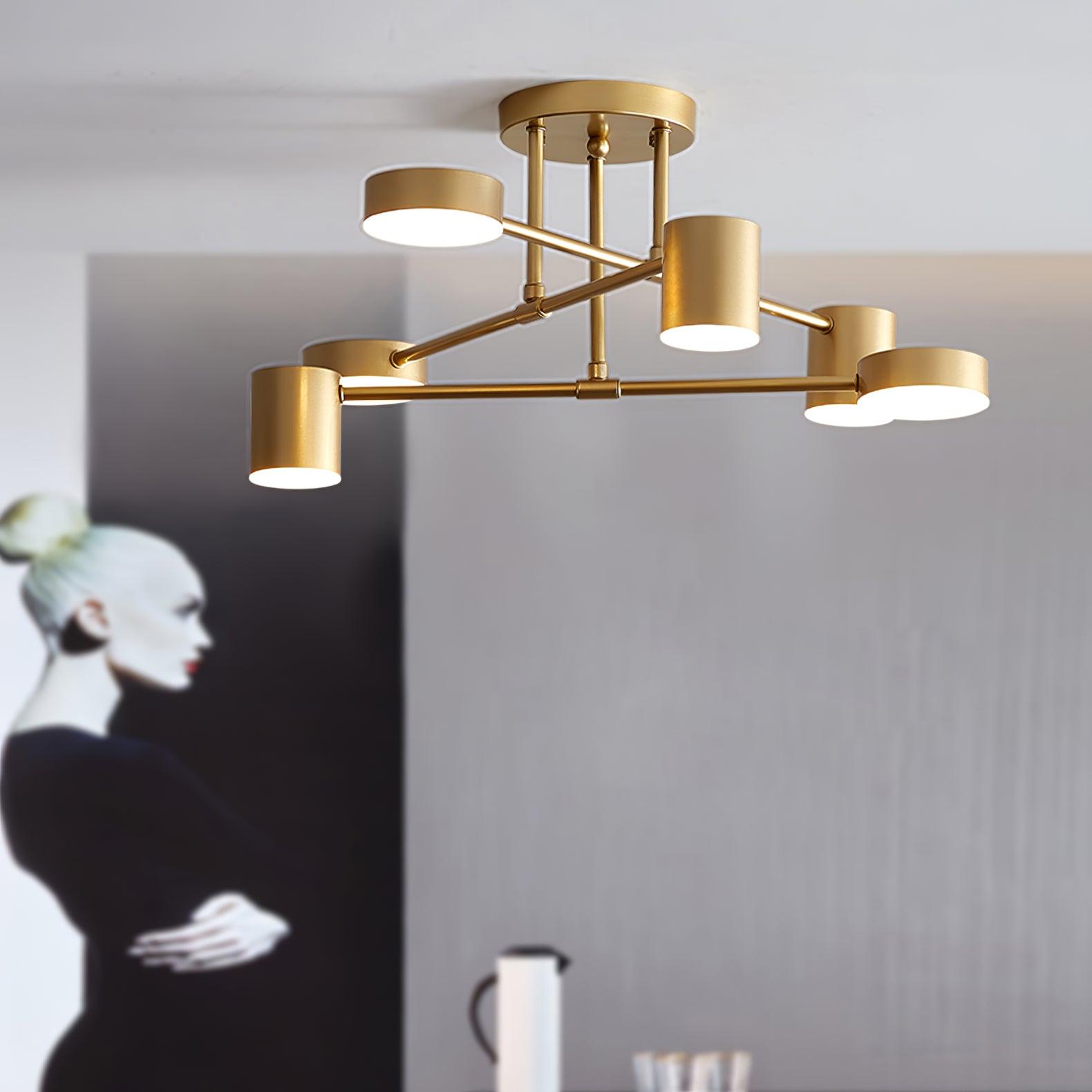 Nivora - Plafonnier Globe en Laiton Sputnik LED 6 Lampes