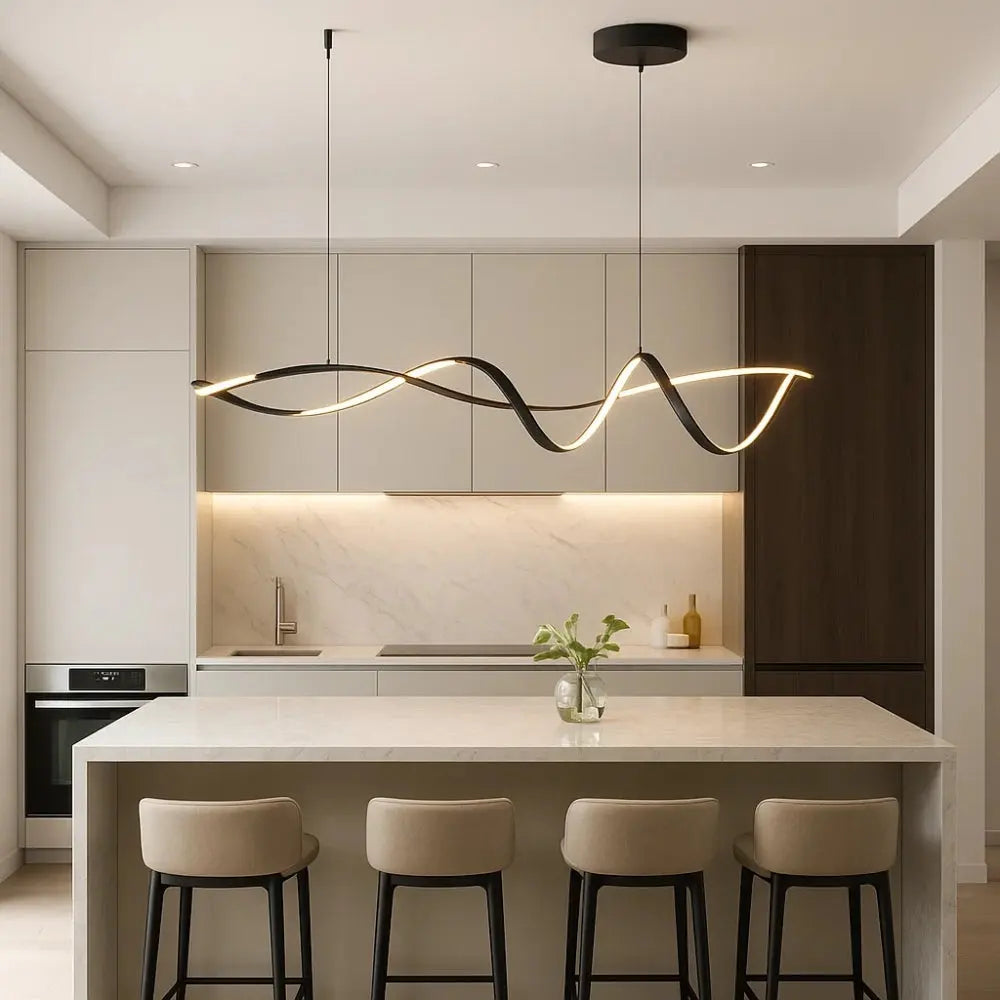 Solveran - Suspension LED moderne noire brillante