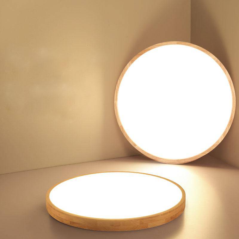 Nevek – Lámpara de techo LED redonda ultra plana de madera