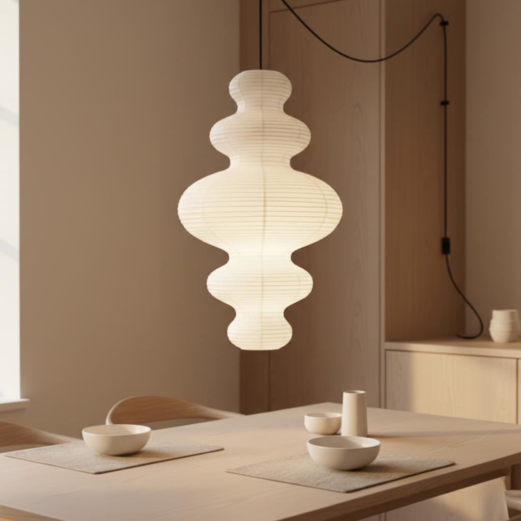 Akaria - Suspension artisanale en papier de riz pour éclairage de cuisine