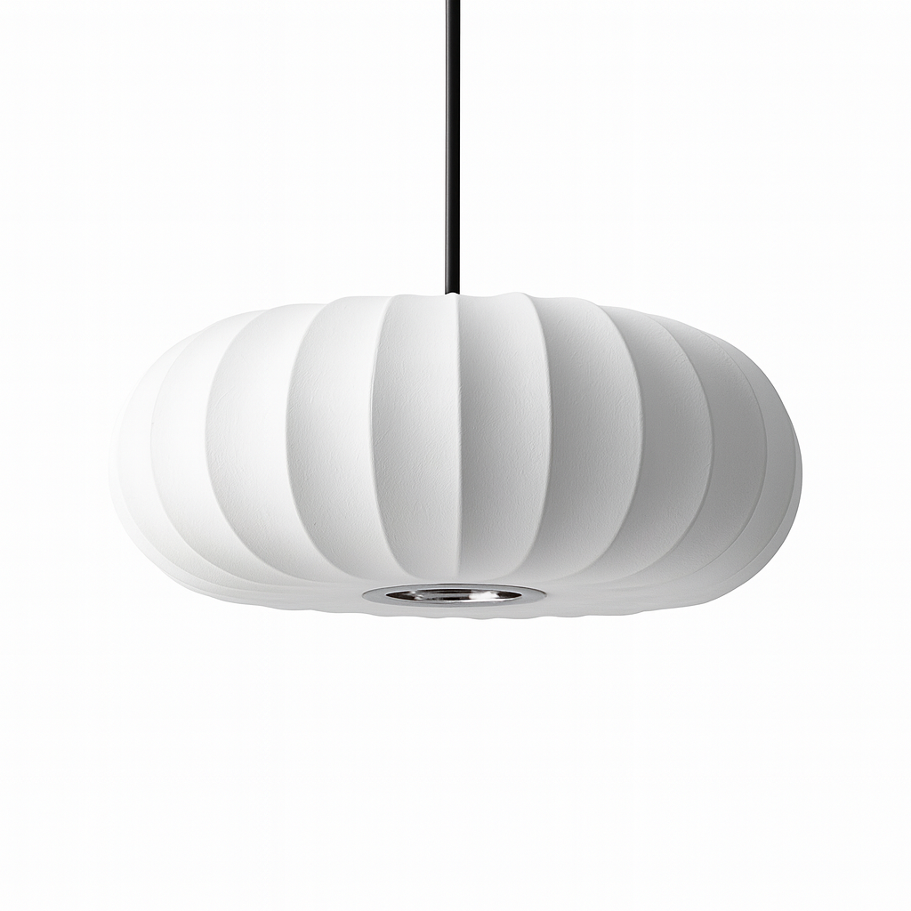 Dinam - Skandinávské oválné závěsné svítidlo s textilním stínidlem, jídelní lampa