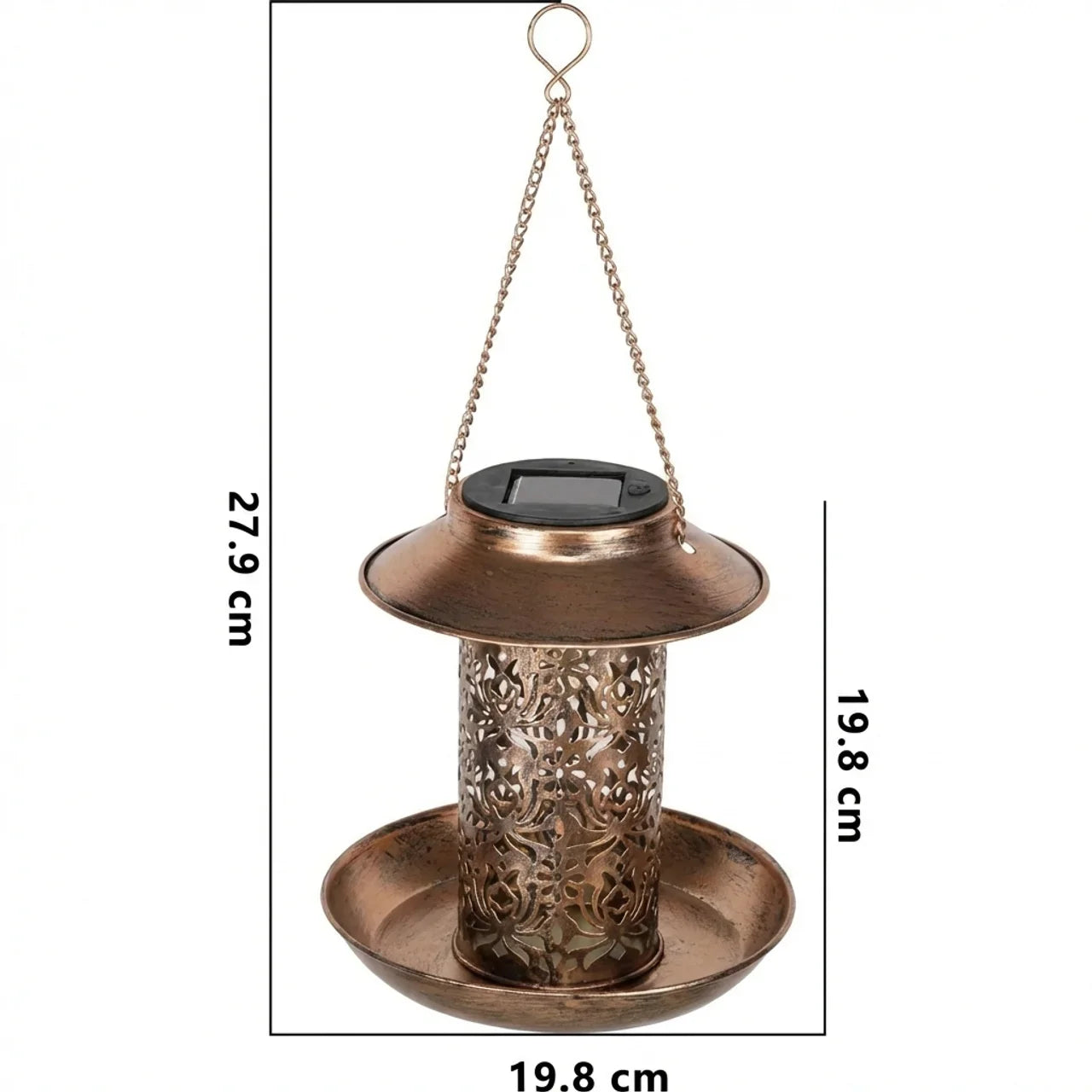 Aviora – Vintage cylindrisk solcelledrevet LED fuglefoderophængslampe