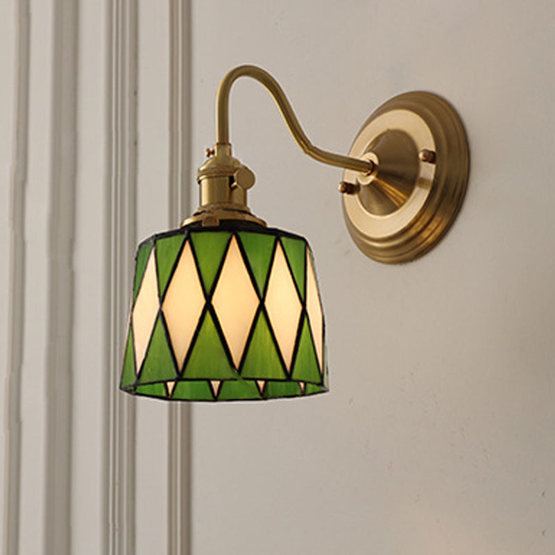 Aurelium – Vintage Tiffany Glass Brass Wall Sconce Lamp