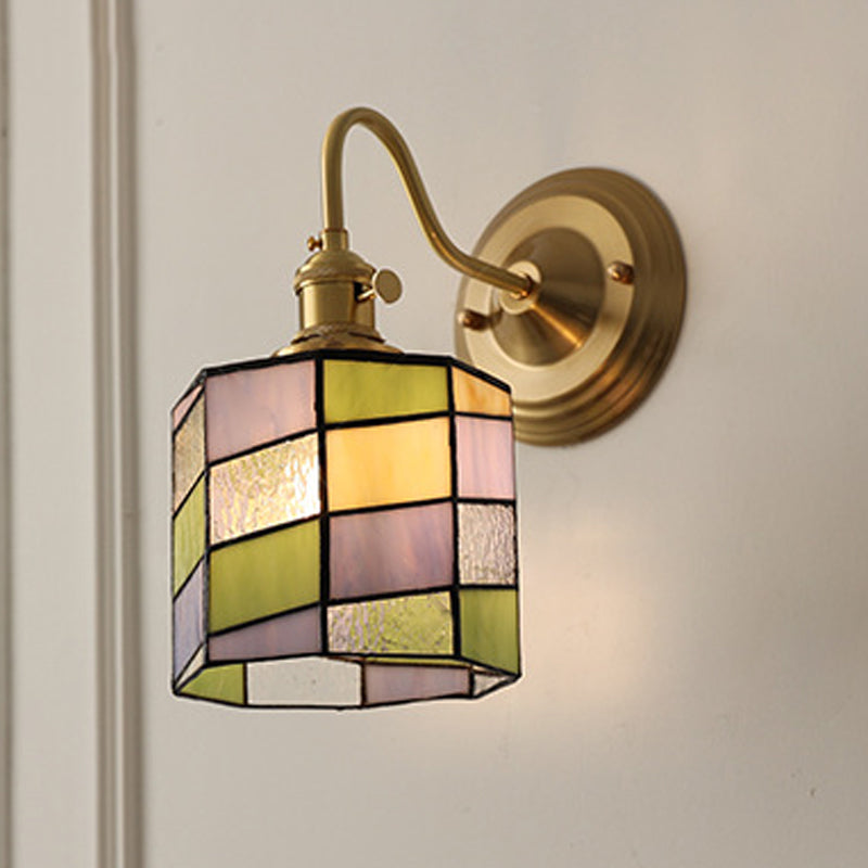 Aurelium – Vintage Tiffany Glass Brass Wall Sconce Lamp