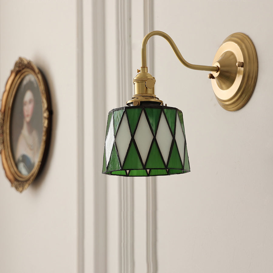 Aurelium – Vintage Tiffany Glass Brass Wall Sconce Lamp