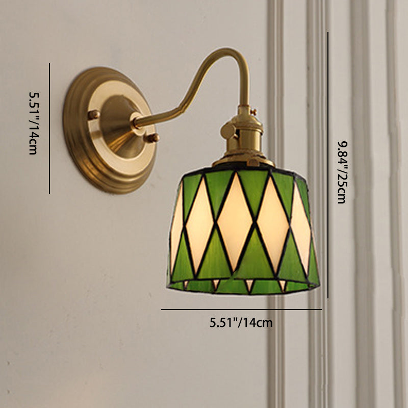 Aurelium – Vintage Tiffany Glass Brass Wall Sconce Lamp