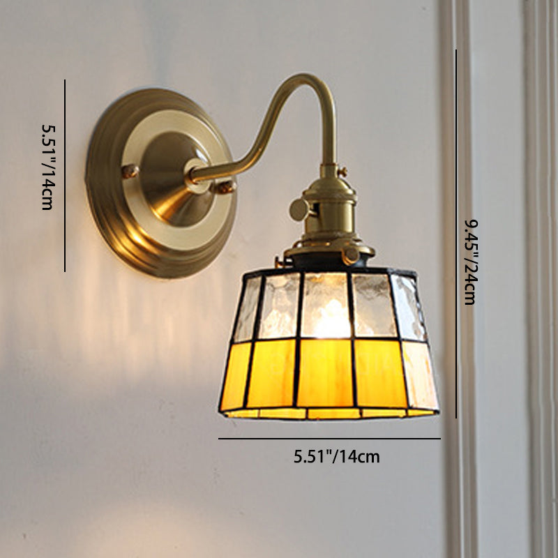 Aurelium – Vintage Tiffany Glass Brass Wall Sconce Lamp