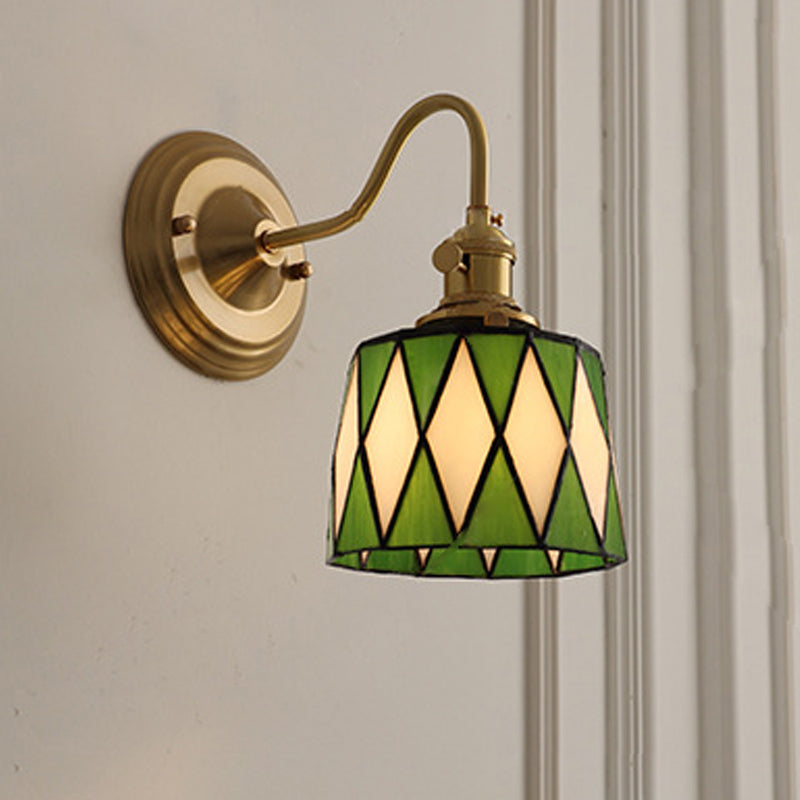 Aurelium – Vintage Tiffany üveg réz fali lámpa