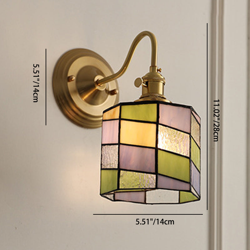 Aurelium – Vintage Tiffany Glass Brass Wall Sconce Lamp
