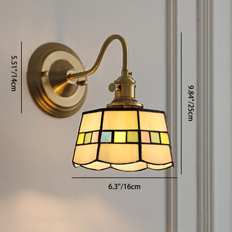 Aurelium – Vintage Tiffany Glass Brass Wall Sconce Lamp