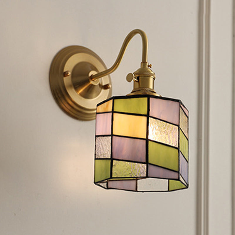 Aurelium – Vintage Tiffany Glass Brass Wall Sconce Lamp