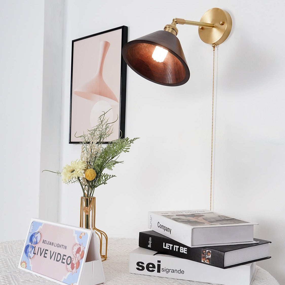 Everwyn – Lámpara de pared minimalista de nogal nórdico