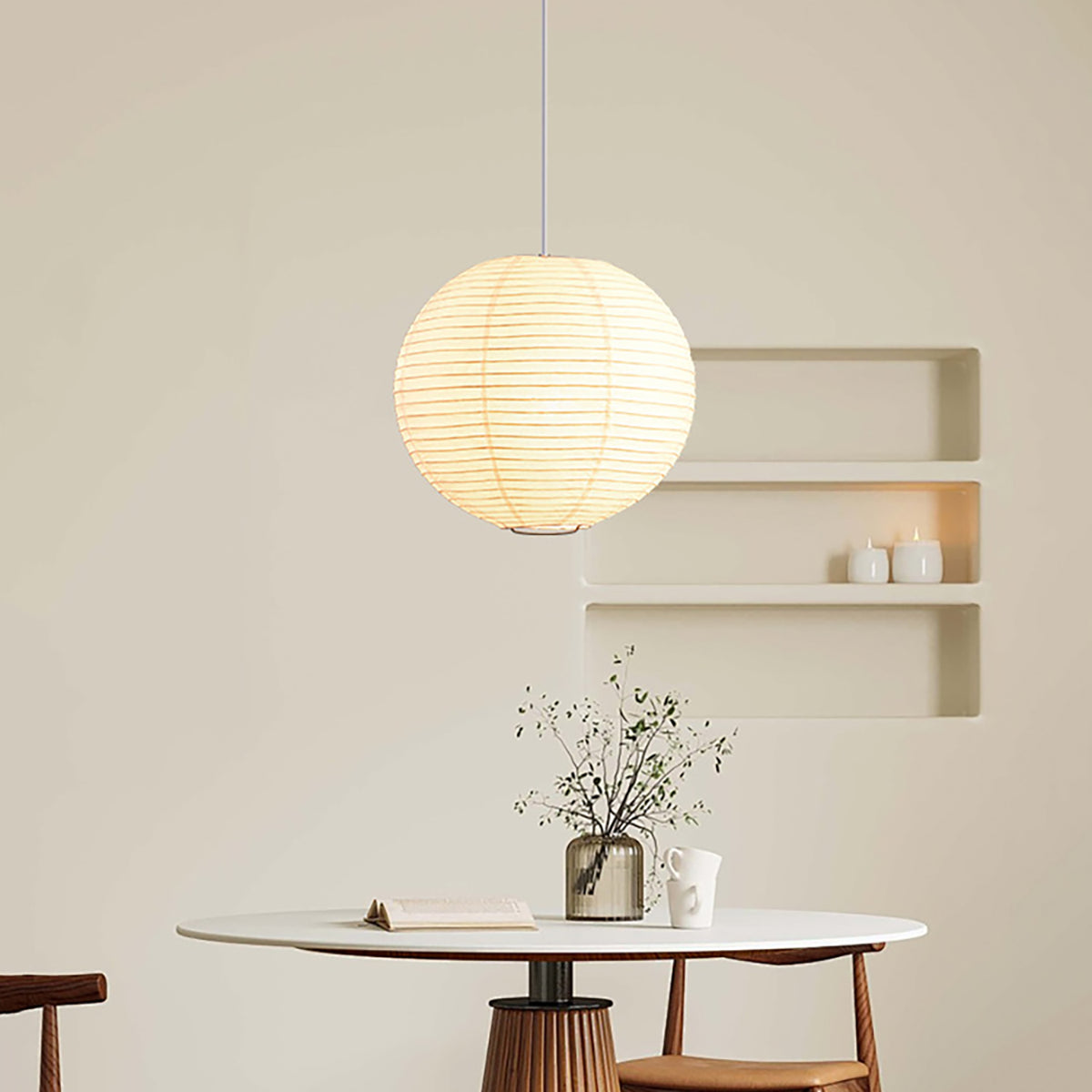 Braylune - Lampada a sospensione da soffitto in carta washi e bambù