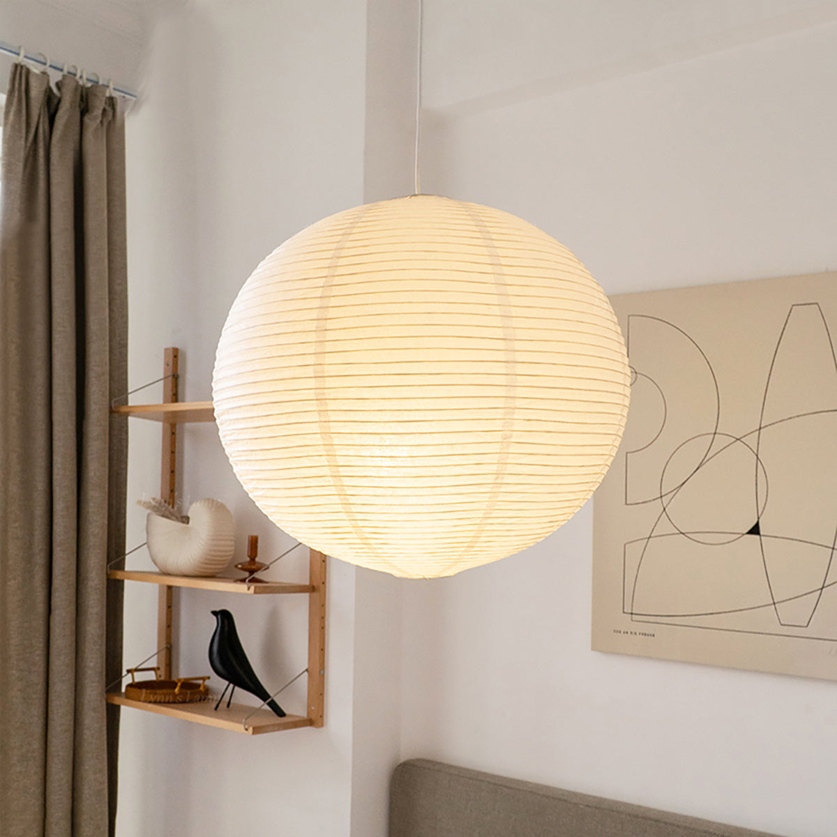 Braylune - Lampada a sospensione da soffitto in carta washi e bambù