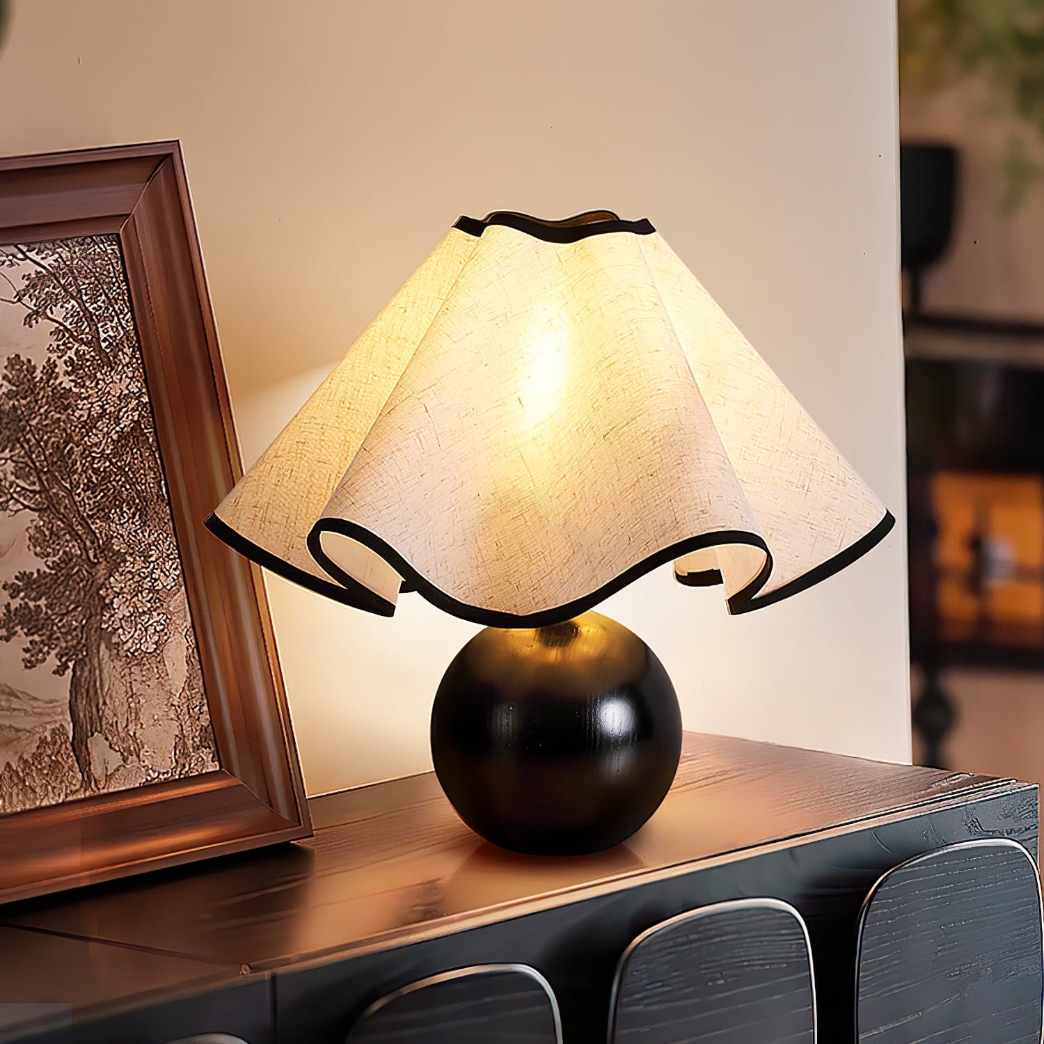 Mirelle - Lampada da tavolo con paralume in tessuto Wave Crest