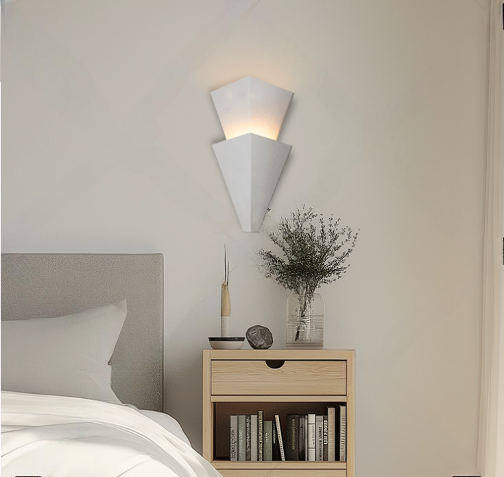 Edessia – White Modern Geometric Plaster Wall Light