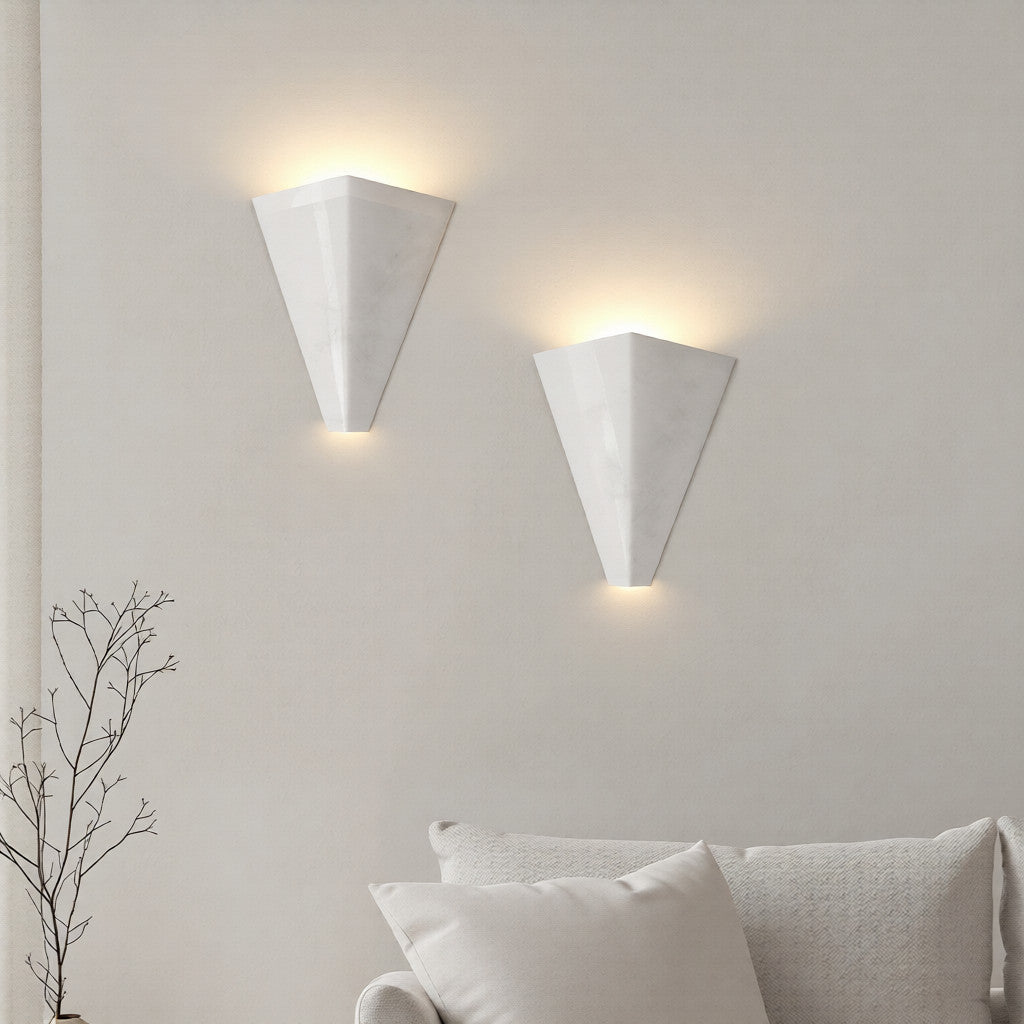 Edessia – White Modern Geometric Plaster Wall Light