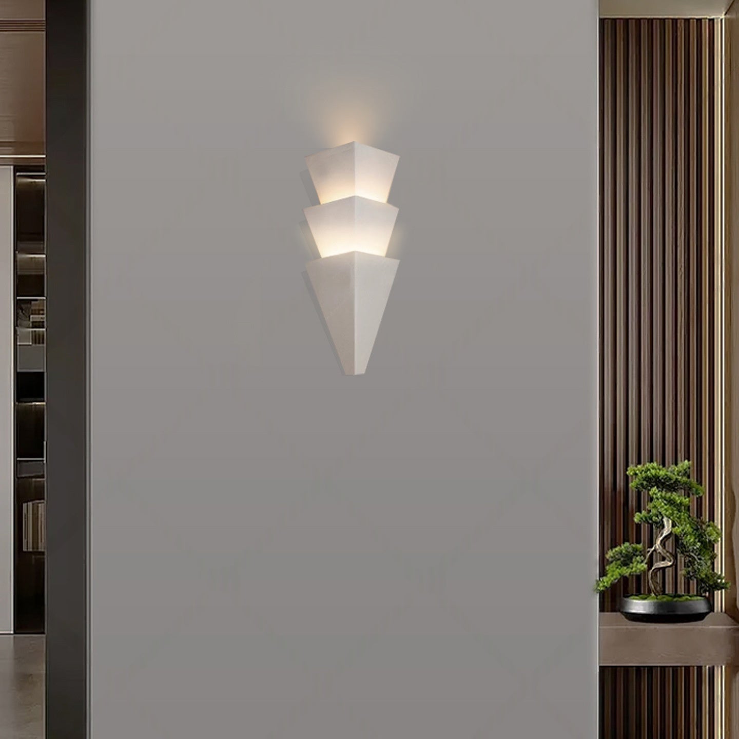 Edessia – White Modern Geometric Plaster Wall Light