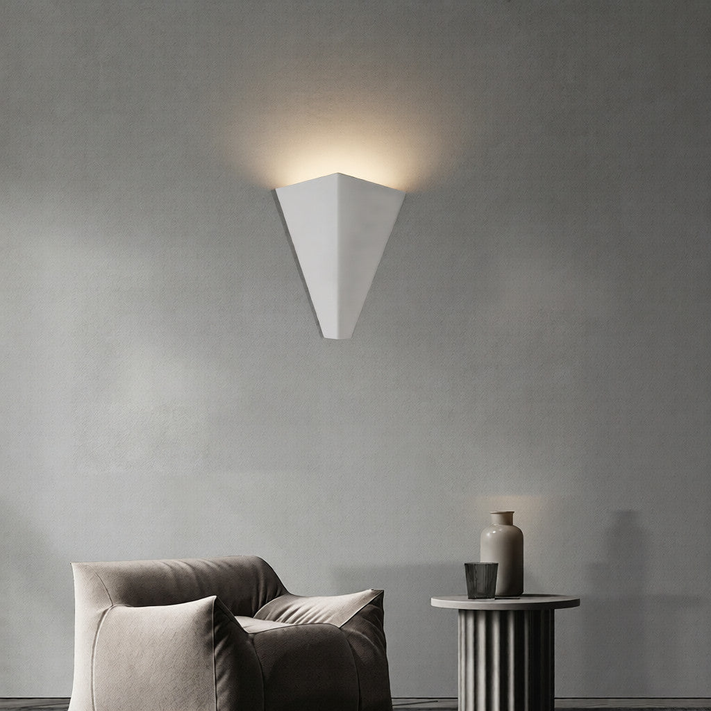Edessia – White Modern Geometric Plaster Wall Light