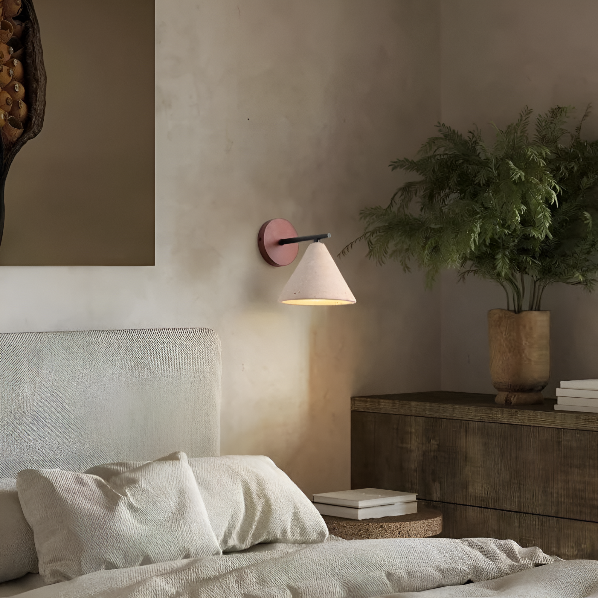 Travessae – Lámpara de Pared LED en Forma de Cono de Travertino Amarillo