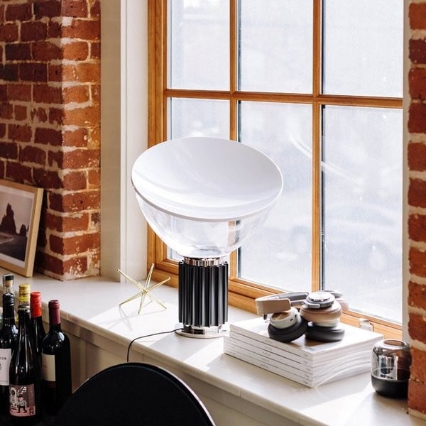 Elyvara - Lámpara de mesa de vidrio con forma de cuenco