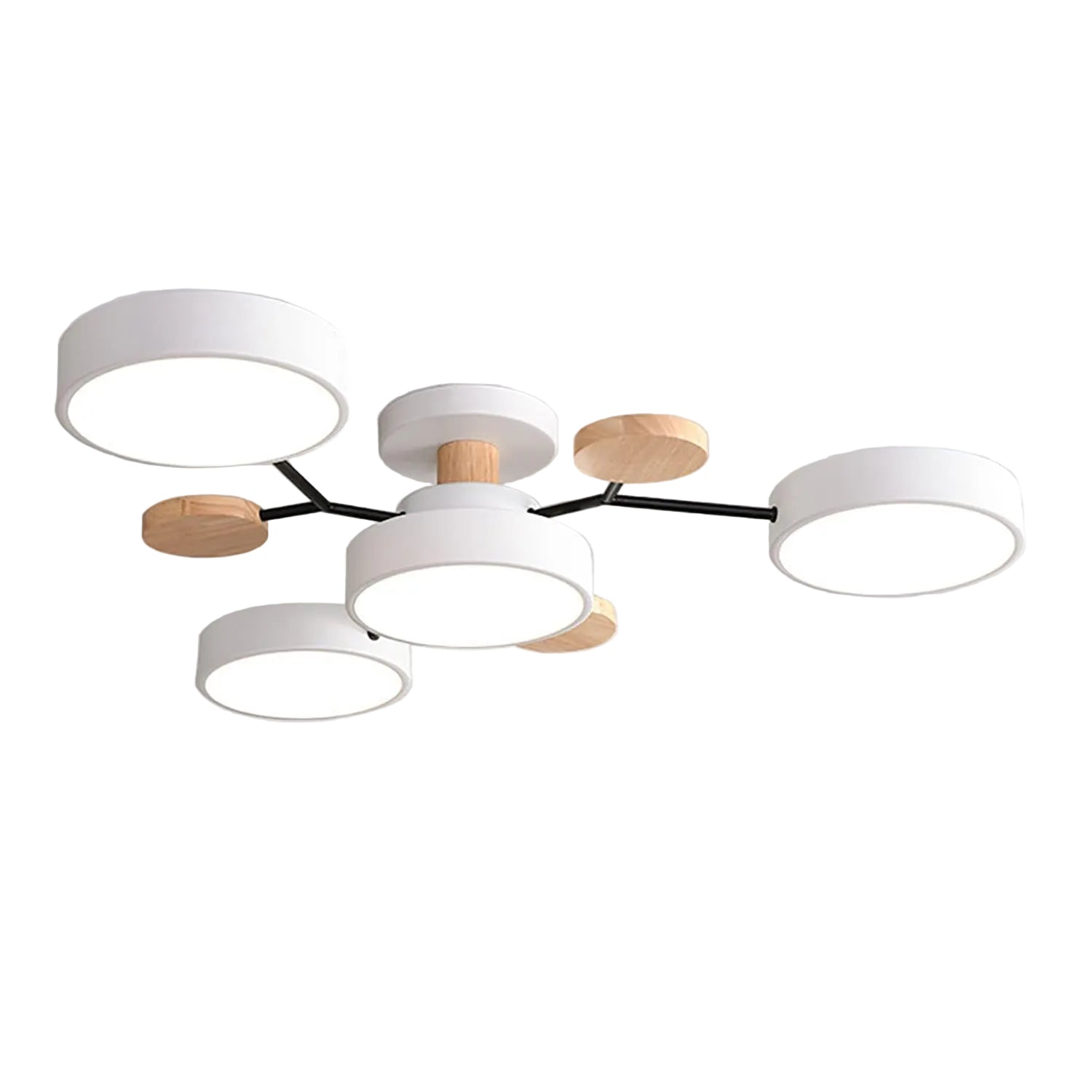 Limora - Plafonnier LED multi-bras avec abat-jours circulaires