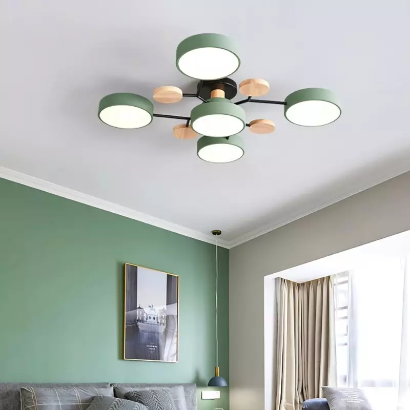 Limora - Plafonnier LED multi-bras avec abat-jours circulaires