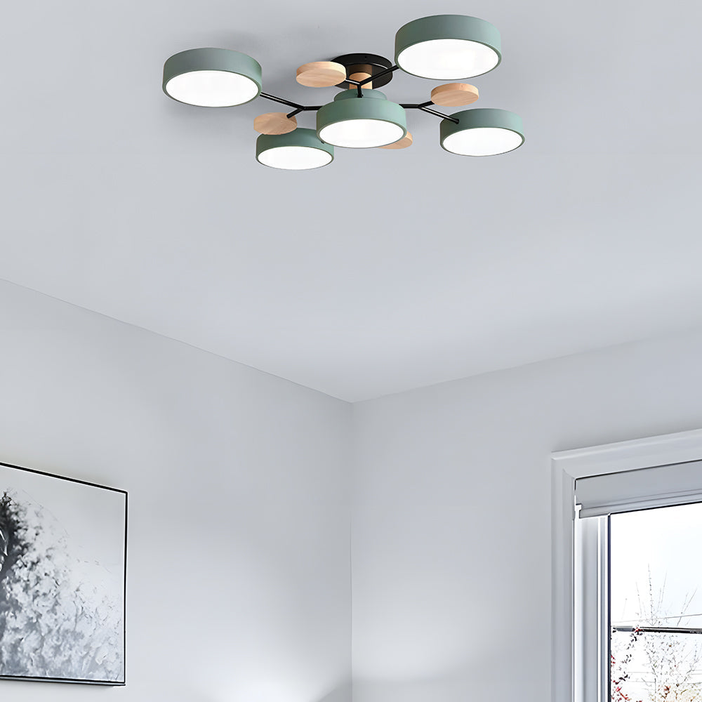 Limora - Plafonnier LED multi-bras avec abat-jours circulaires