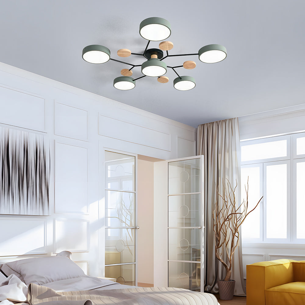 Limora - Plafonnier LED multi-bras avec abat-jours circulaires