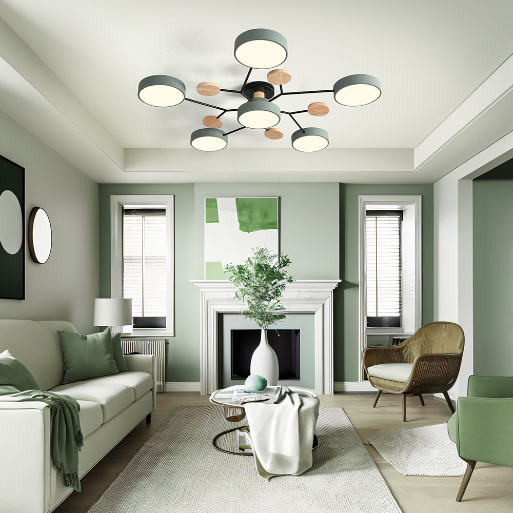 Limora - Plafonnier LED multi-bras avec abat-jours circulaires