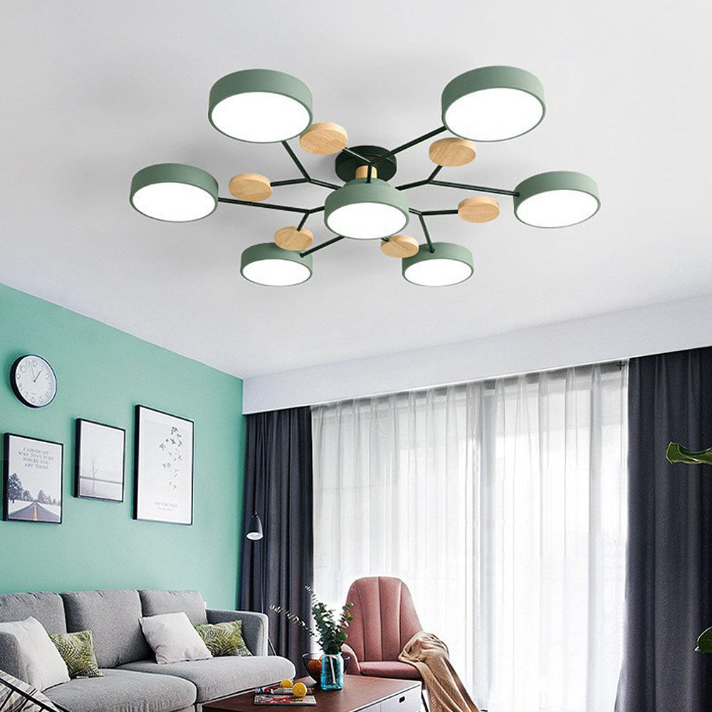 Limora - Plafonnier LED multi-bras avec abat-jours circulaires