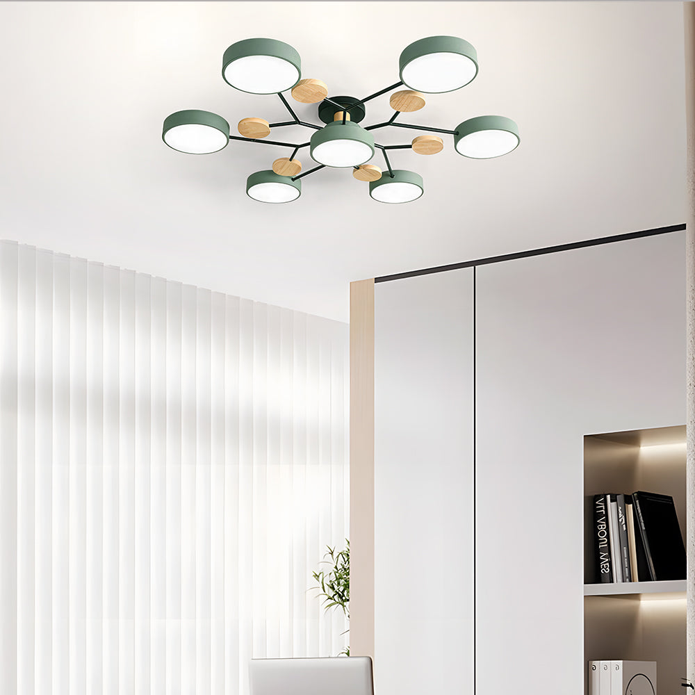 Limora - Plafonnier LED multi-bras avec abat-jours circulaires