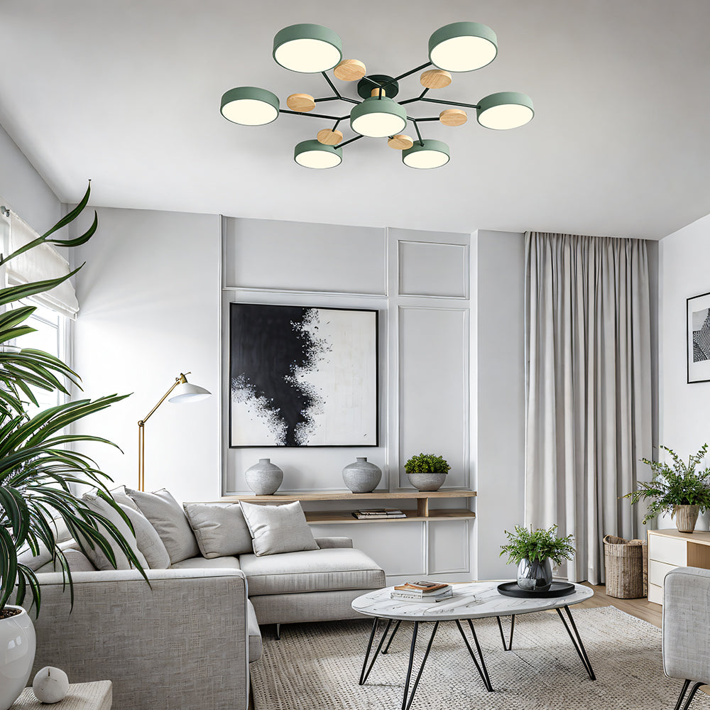 Limora - Plafonnier LED multi-bras avec abat-jours circulaires