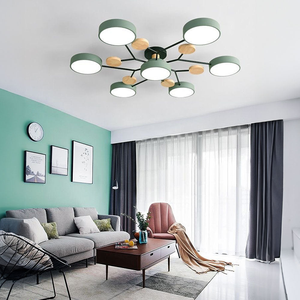 Limora - Plafonnier LED multi-bras avec abat-jours circulaires