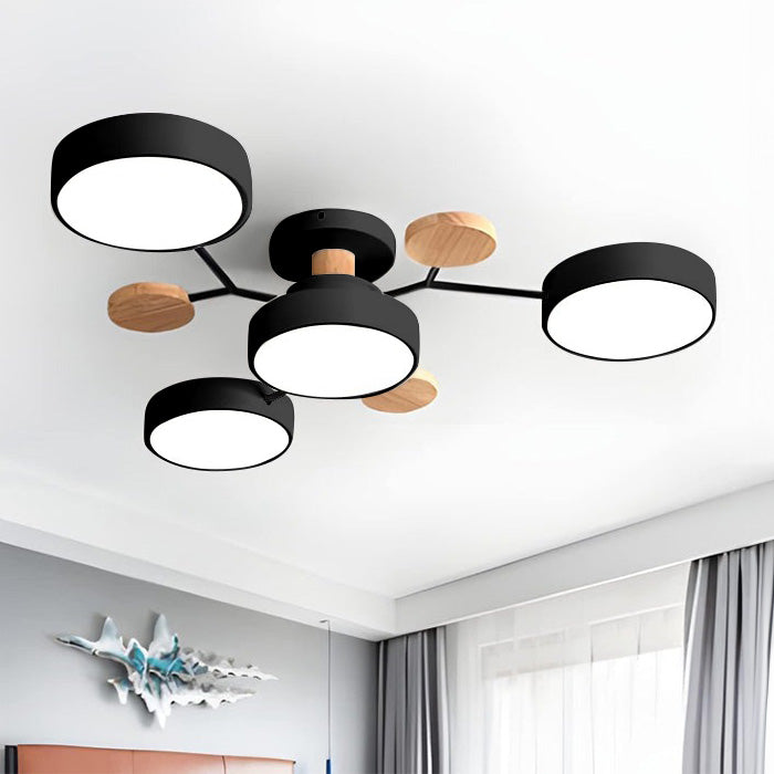 Limora - Plafonnier LED multi-bras avec abat-jours circulaires